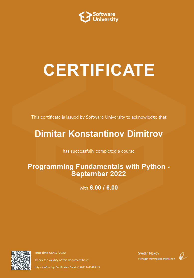 Python Fundamentals Certificate