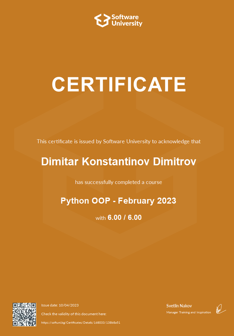 Python OOP Certificate